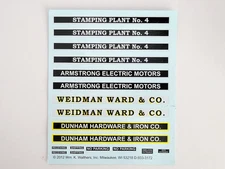 HO Scale Walthers Cornerstone Armstrong Electric Motors Original Decal Sheet
