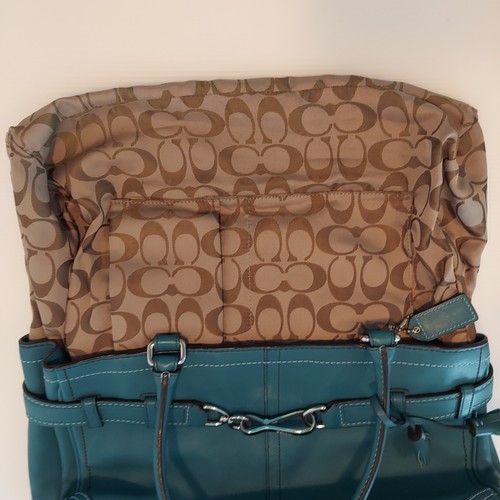 COACH 8A71 Vintage Hamptons Belted Leather Satchel Tote Handbag Teal Blue by Coach, $89 - Photo 12