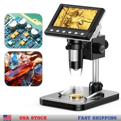 4.3'' 1000X Digital Microscope 1080P Coin Magnifier with 8 LED Lights FREE SHIP