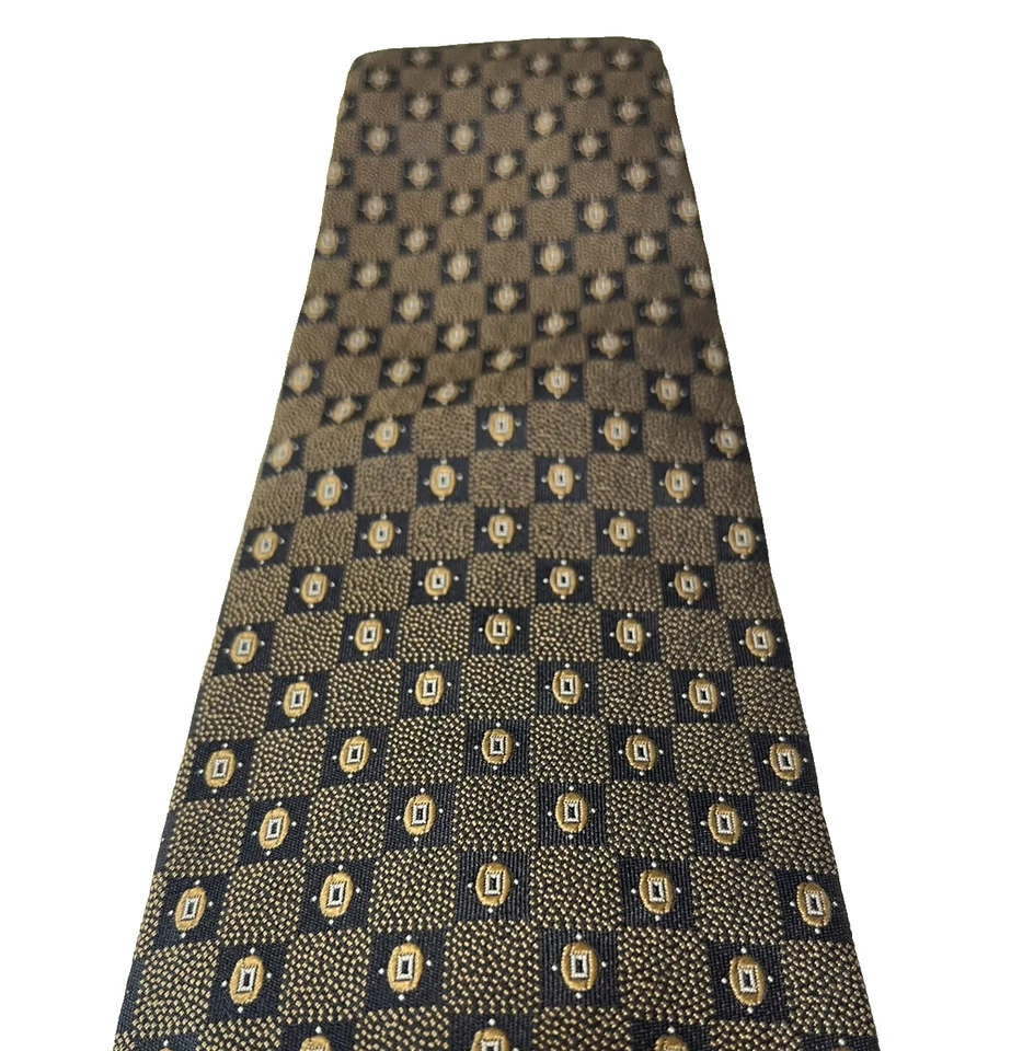 Kansai Yamamoto Homme Seidenkrawatte Gold & Schwarz Geometrisches... - Bild 4 von 4