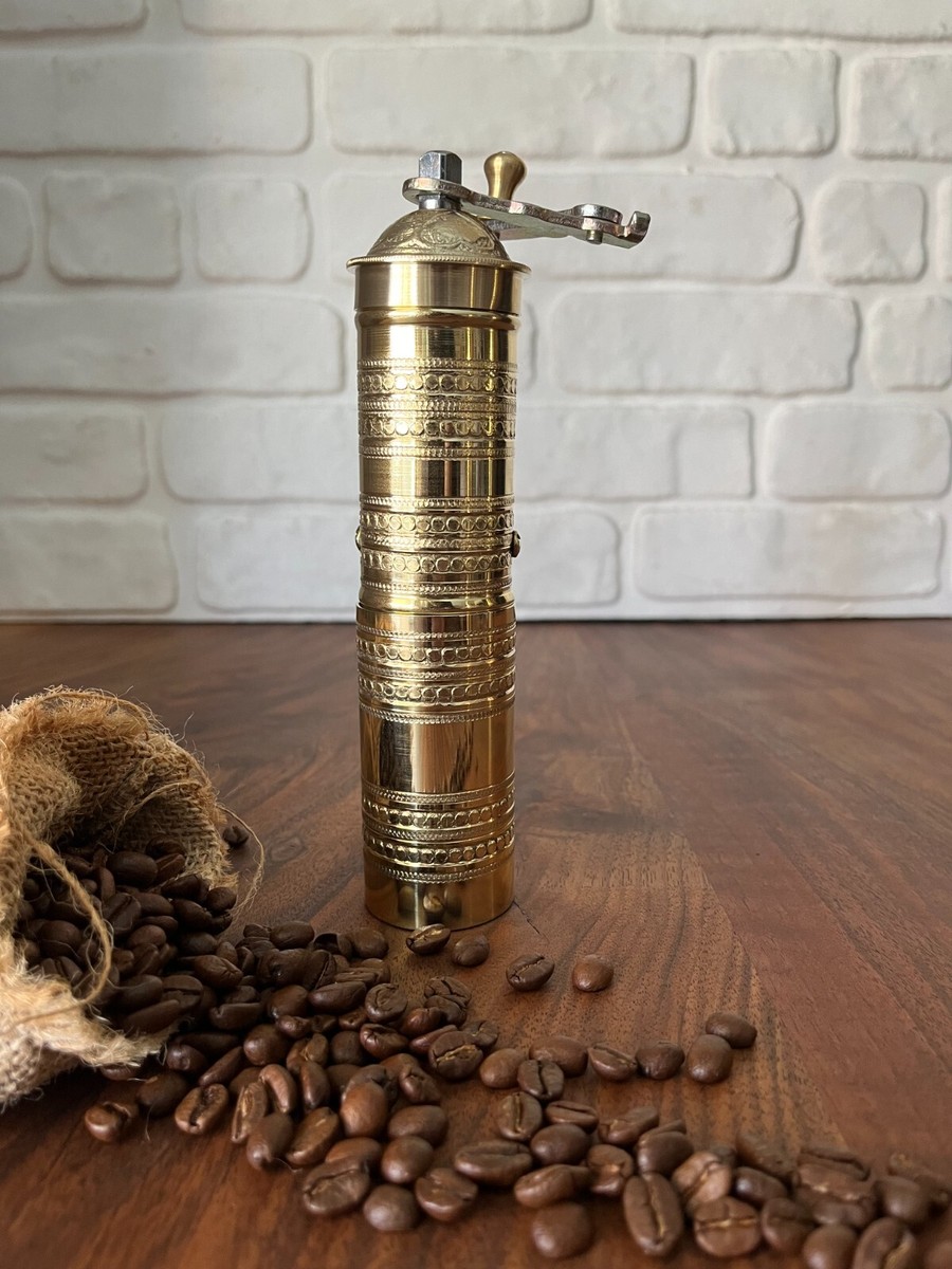 SOZEN Turkish Hand Engraved Brass Coffee Grinder Mill Straight