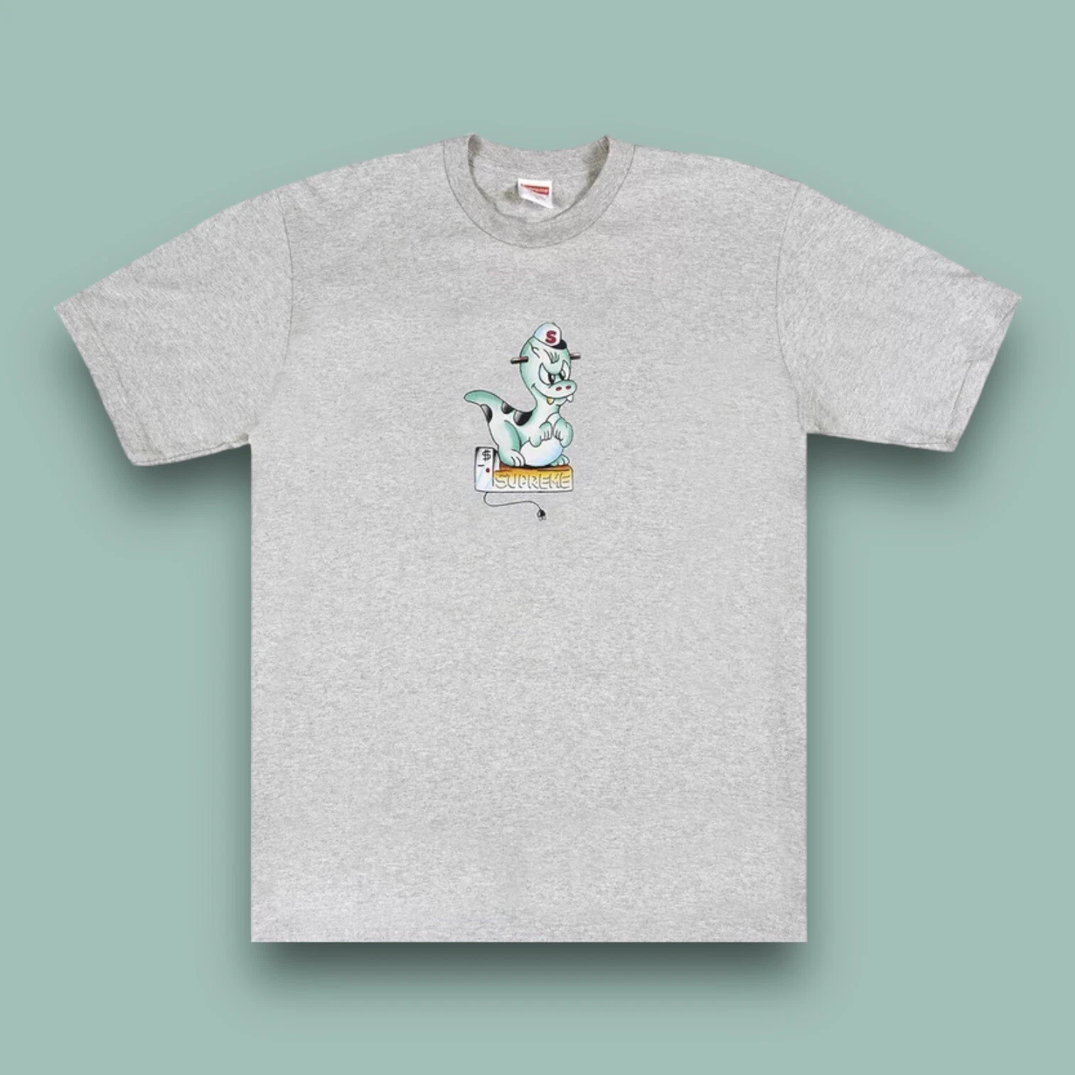 T shirt neuf SS20 Supreme Dinosaur taille XL extra large gris bruyère