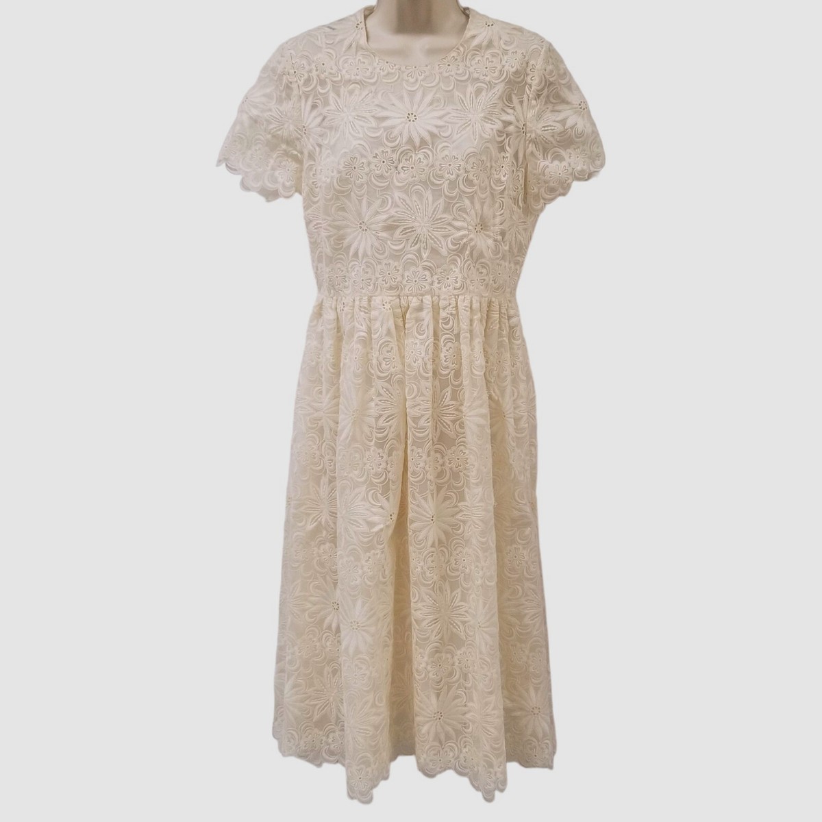 valentino organza dress Valentino Garavani Embroidered Organza Short Dress - Pearl Grey