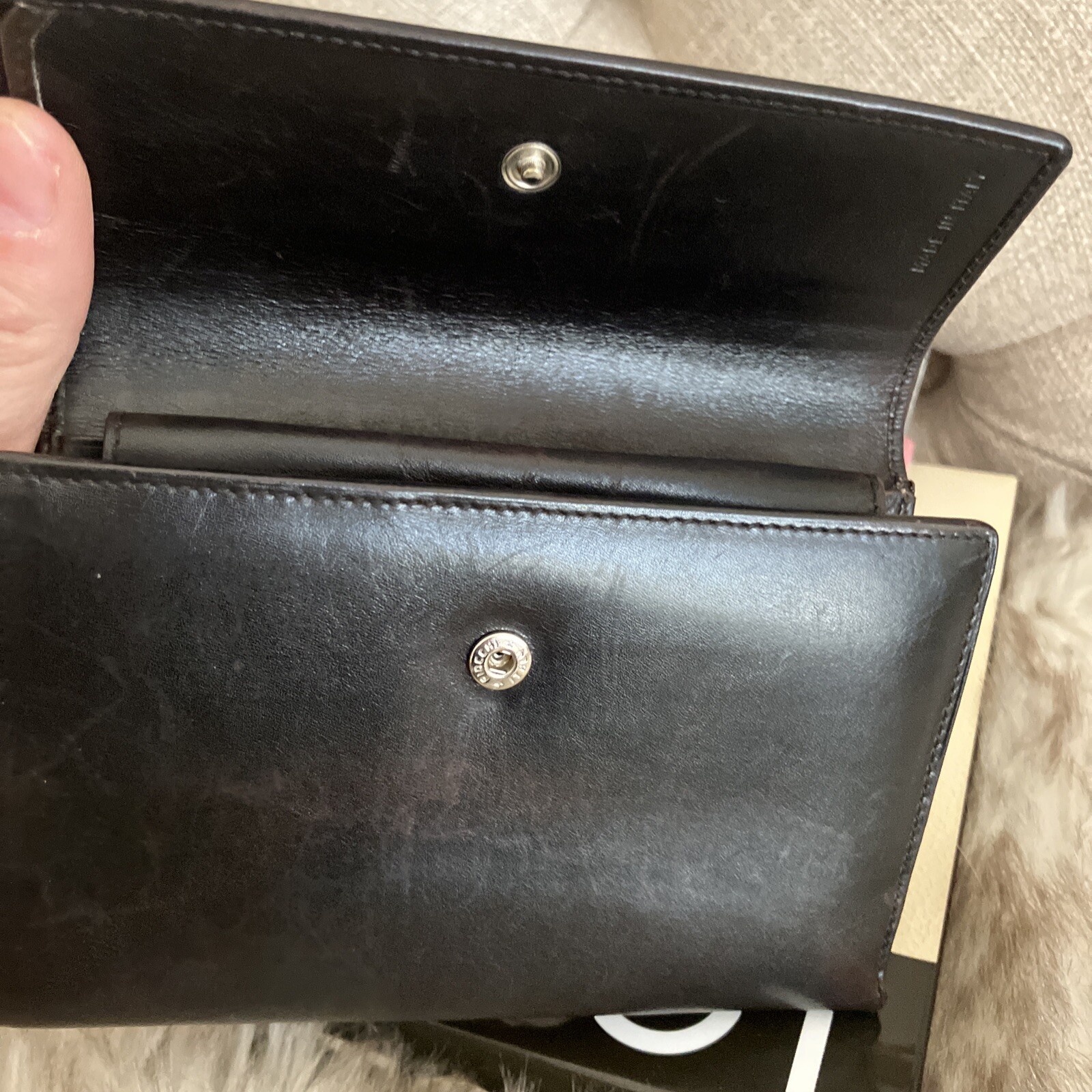 AUTHENTIC PRADA  Distressed Leather Compact trifo… - image 5