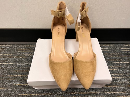 NEW NinetinGel High Heels Chunky Heel Pointed Closed Toe Pump Shoes Size 11 - Picture 2 of 6