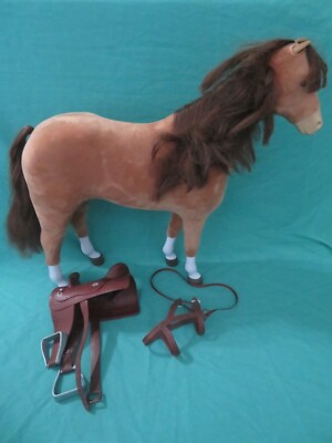 American Girl Chestnut Horse with Bridle & Saddle Set for 18  Dolls 2016 DNJ90