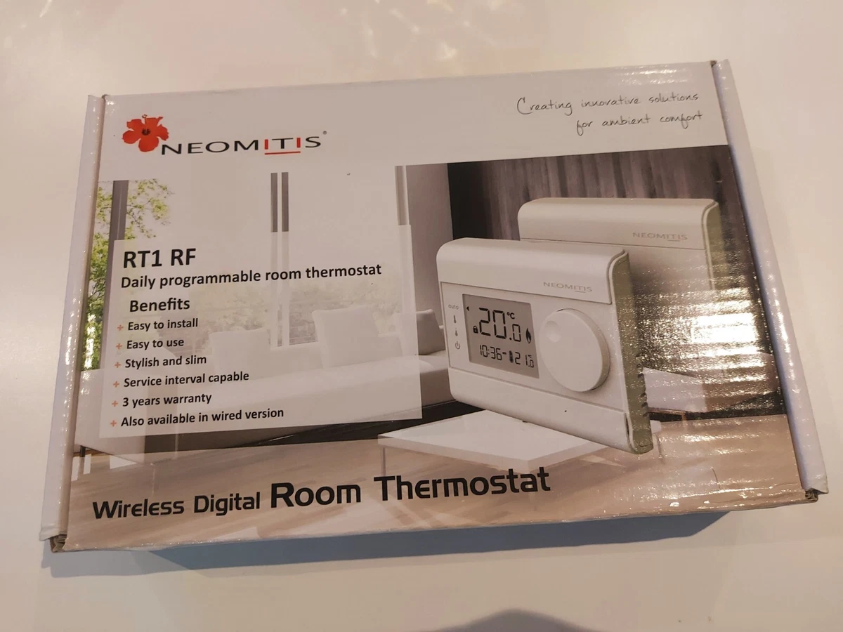 Neomitis RT1 RF Daily Programmable Room Thermostat Wireless Digital White  NEW | eBay