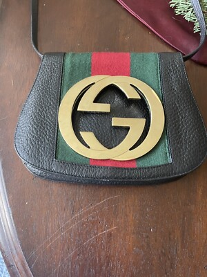 Authentic Gucci leather Mini Web Crossbody Bag
