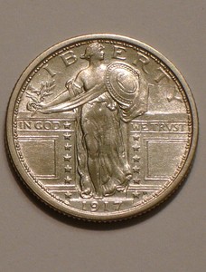 Download 1917 P type 1 Standing Liberty Quarter full Radiant LUSTER Bare Breast | eBay