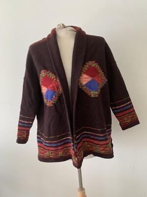 Vintage Mondi Portara Aztec Open Front Sweater Sz 34  Italy