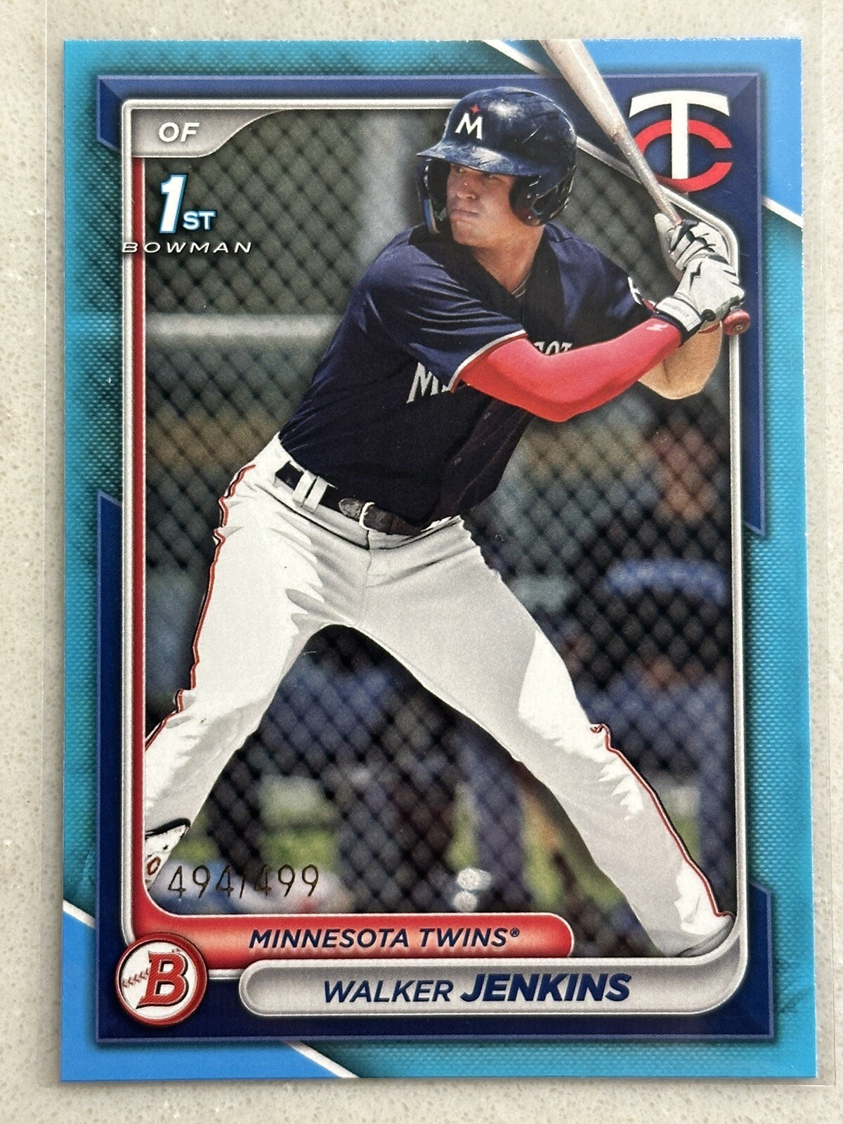 2024 Bowman - Prospects Sky Blue Border #BP-43 Walker Jenkins /499 (RC)