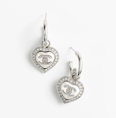 CHANEL CC logo Earrings Heart Rhinestone Dangle 🔥latest CHANEL CC logo Earrings Heart Rhinestone Dangle 🔥latest