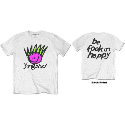 Official Yungblud T-Shirt - White Be Happy Face Logo Unisex Tee - View #12