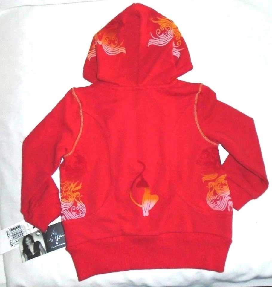 Niñas Pequeñas Diseñador BABY PHAT Top Rojo Chaqueta con Capucha Pullover Talla 4 Difícil de Encontrar Foto 4 de 4