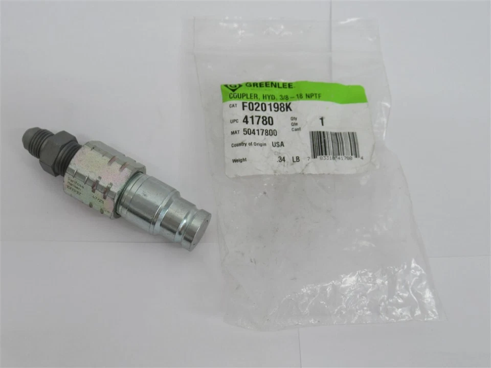 Greenlee F020198K, 3/8-18 NPTF Hydraulic Coupler - Image 1 of 1