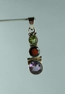 Edelstein Anhänger Sterling Silber verschiedene Steine Amethyst Peridot Granat