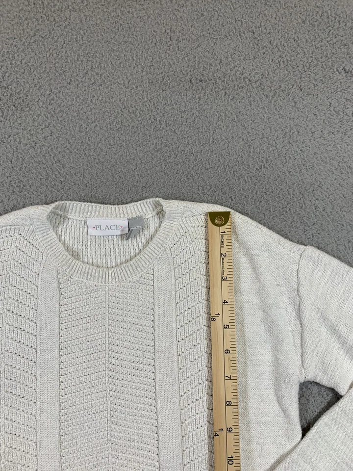 Children Place White Sweater Junior Girls 10/12 Cable Knit Cottagecore Dainty - Image 4 of 4