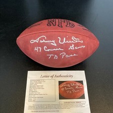 Johnny Unitas 47 Consecutive Games Touchdown Pass Signed Football JSA COA
