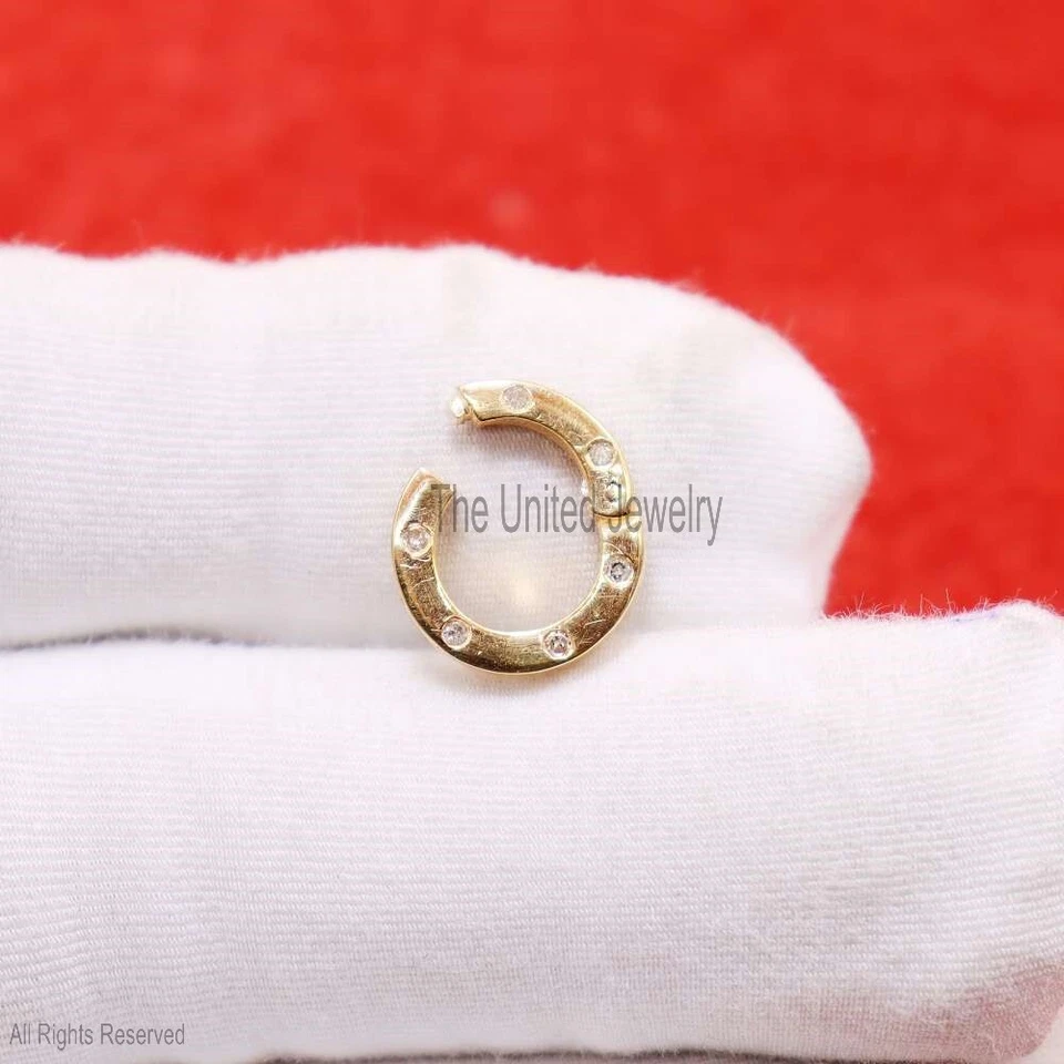 14K Gold Round Diamond Charm Holder, 14K Enhancer Lock, 14K Gold Push Lock - Image 2 of 4