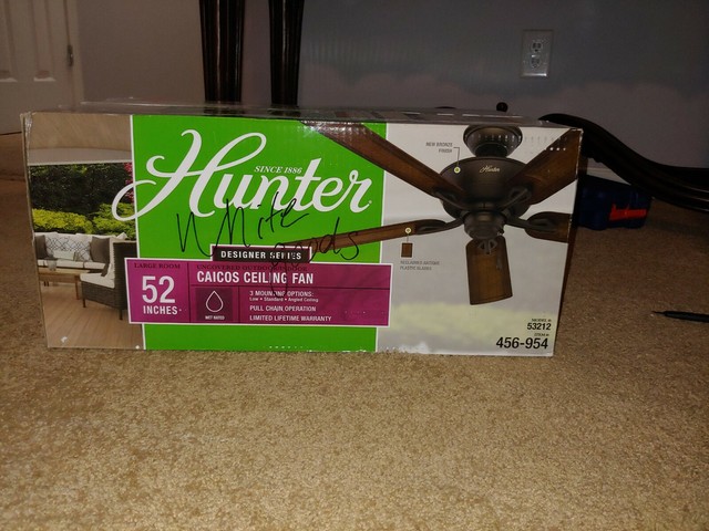 Hunter Caicos Ceiling Fan 52 Inch Indoor Outdoor Bronze Wet Rated