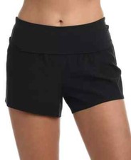 Women's La Blanca Foldover 3in Swim Boardshorts Black, Medium New
