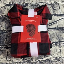 Wondershop 2T Baby Buffalo Holiday Plaid Red Black Matching Pajama Set