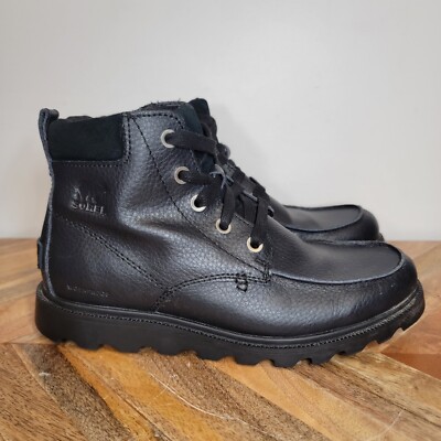 Sorel Madson Waterproof Moc Toe Black Leather Boots NY2996