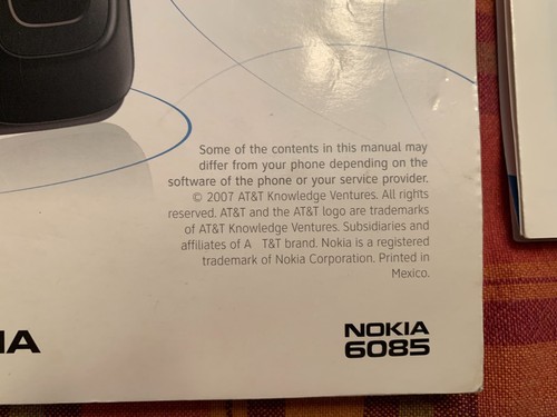 Nokia 6085 AT&T Phone Quick Start & User Guide - 第 3/10 張圖片