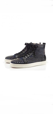 CHRISTIAN LOUBOUTIN ALL SPIKED LOUIS DENIM JEANS SHOE SNEAKER SZ