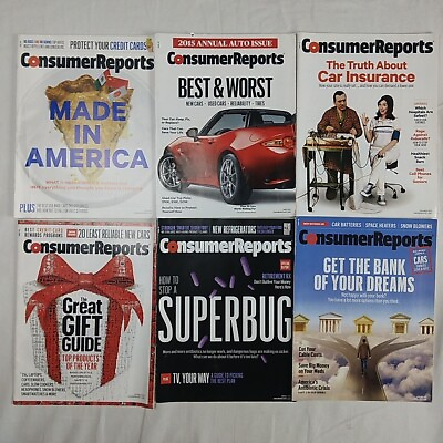 #ad Consumer Reports Magazine Lot Of 6 2015 2016 Banks Finance Health Car Insurances $12.99