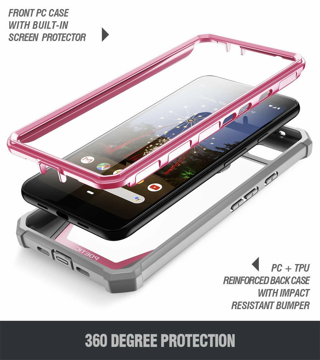 For Google Pixel 3a Case | Poetic [Built-in Screen Protector] Hybrid Cover Pink