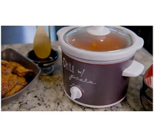 Prepology 2qt Slow Cooker Crock Pot w/magnetic Wrap Chalk & Glass Lid Eggshell