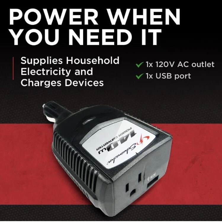 X114 DC to AC Power Converter 140W/280W AC or USB Great for Camping & Tailgating - Image 3 of 4