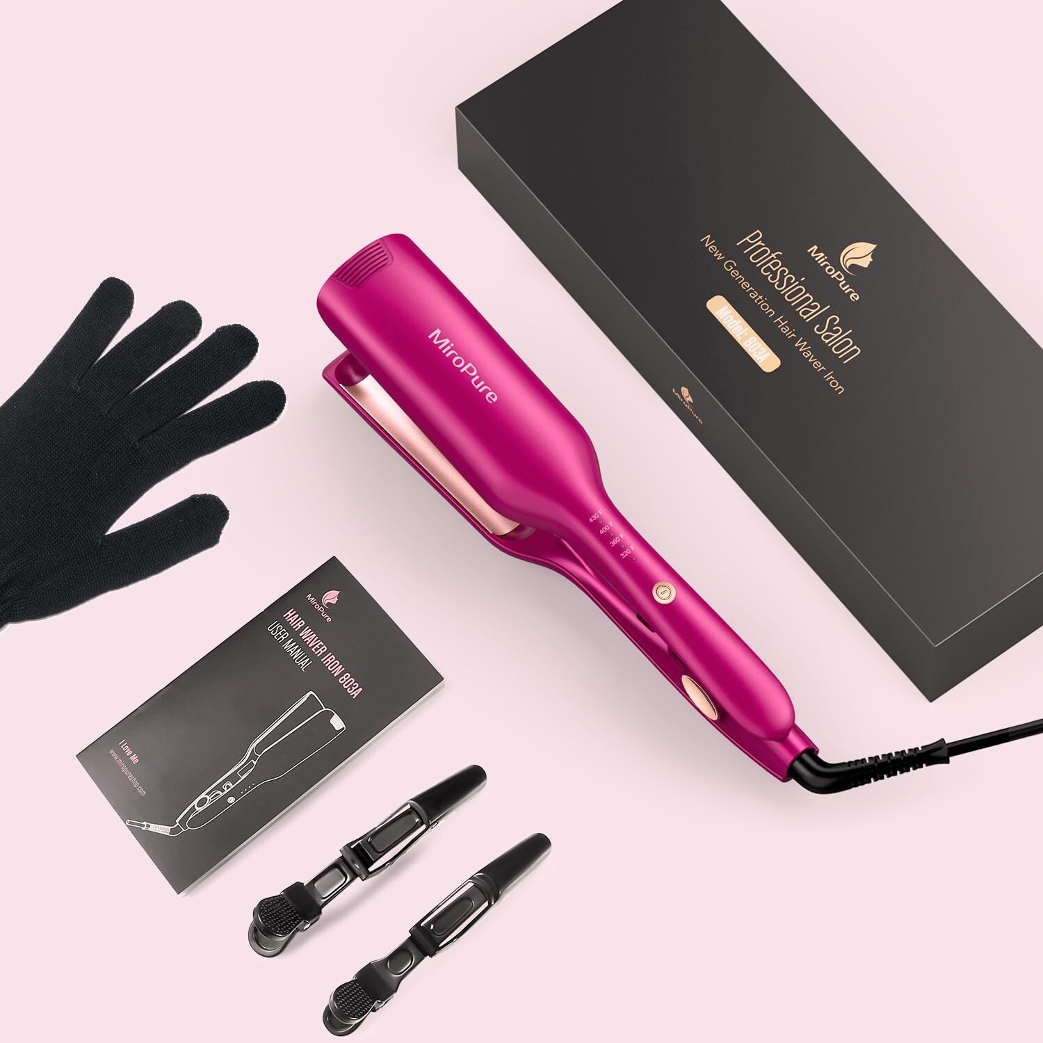 Deep Waver 1 inch Auto Rotating Curling Iron MiroPure Long Lasting Dual Voltage