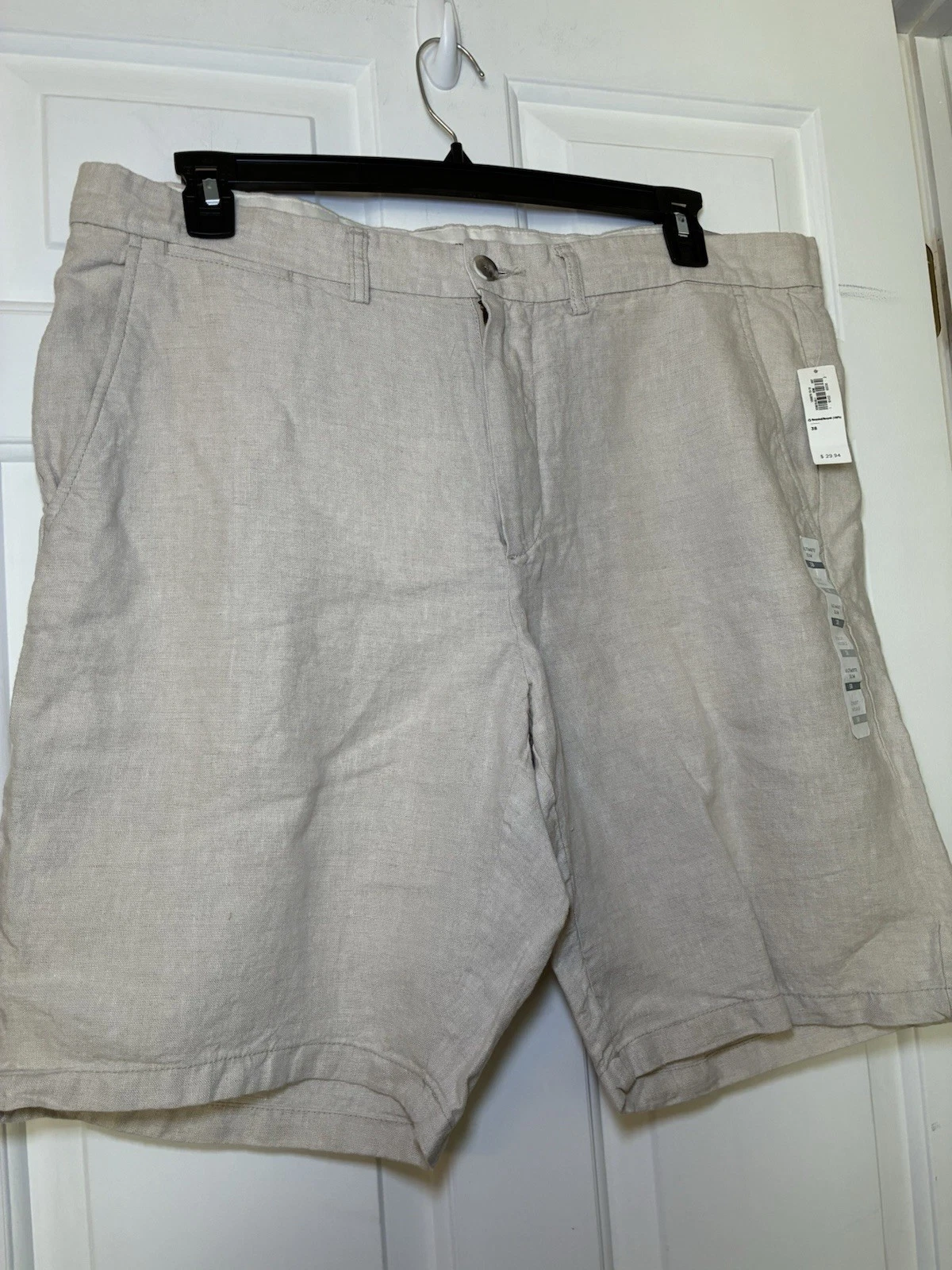 Old Navy Men’s Beige 100% Linen Shorts Size 38 Ultimate Slim NWT Light Preppy