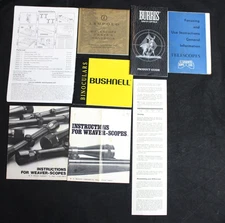 8 RIFLE SCOPE, BINOCCULARS, TELESCOPE MANUALS, LEUPOLD, BURRIS, WEAVER, HYSKORE