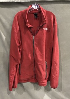 The North Face Men's Full Zip Fleece Jacket Red Mock Neck Logo Pockets Sz XXL