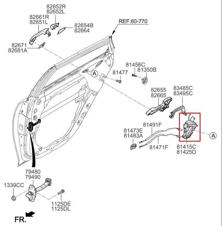 Actuador de pestillo de cerradura de puerta lateral derecha trasera Kia Optima LX 2016-2020 81425-D5000 OEM Foto 2 de 4