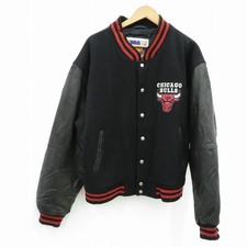G-III & Carl Banks NBA Chicago Bulls Vintage Stadium Jacket L Black Wool Used