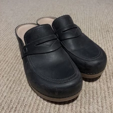 Dansko Bel Oiled Pull Up Women's Size 38/7.5  Black Leather Slip On