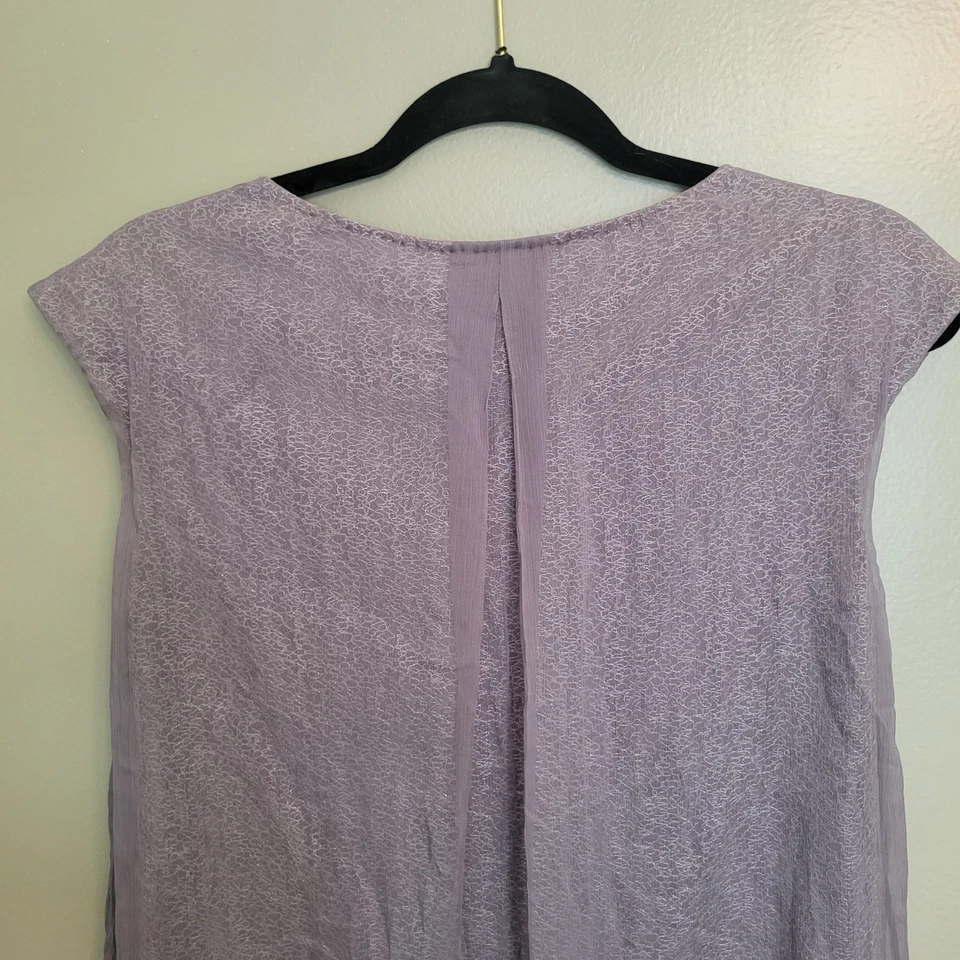 Mini Vestido Gold Hawk Adornado con Cuentas Lavanda Seda Capas XS Foto 4 de 4