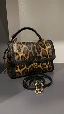 Dolce & Gabbana D&G Miss Sicily Leopard Calf Hair Top Handle Bag