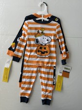 18M 4pc Peanuts and Snoopy Cotton Halloween Pajama Set - Orange