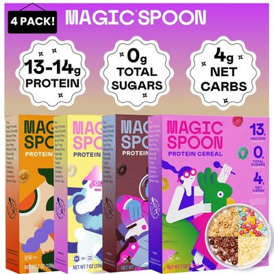 Magic Spoon Cereal Variety 4-Pack of Cereal Keto & Low Carb Lifestyles, 0g Sugar