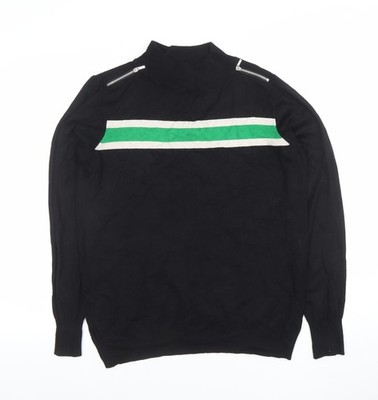 Wallis Damen schwarz Stehkragen Reißverschluss Detail Strickpullover Größe 14