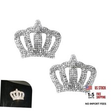 2PCS Crystal Crown Car Stickers, Bling Rhinestone Decals, Self-Adhesive Car