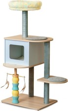 49.2" Cat Tree Tower for Large Cats - 5-Level Solid Wood Cat Condo with
