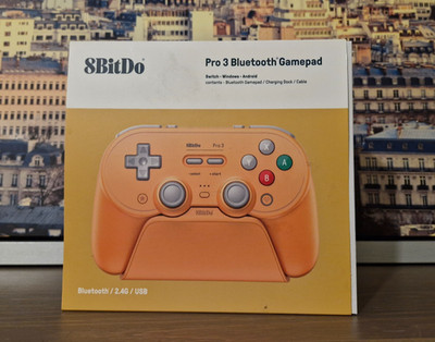 8BITDO Pro 3 Bluetooth Gaming Controller Orange Neu + Zubehör GameCube look