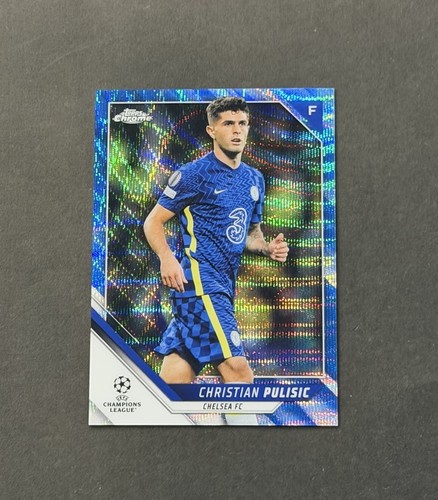 2021 Topps Chrome UEFA Champions League Soccer Blue Wave Christian Pulisic #150
