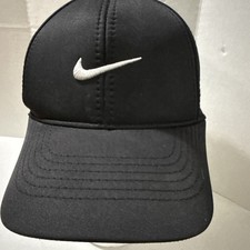 Nike Center Swoosh Hat Middle Check Black Canvas Baseball Cap Hat StrapBack